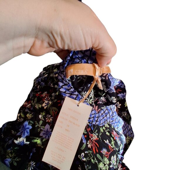 La Cera nwt shirt womens size 3x floral tunic rayon *small flaw - Picture 5 of 6